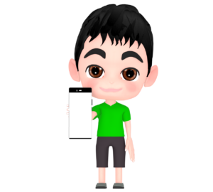 スマホを見せる男の子のイラスト