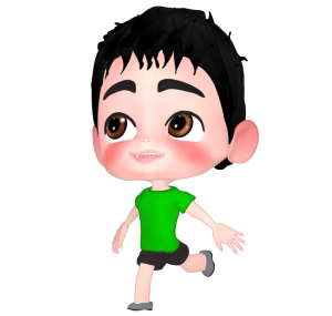 笑顔で発見する男の子のイラスト