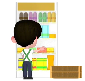 品出しをする店員のイラスト