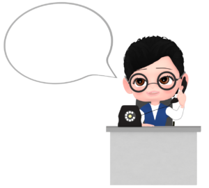 受話器を持つ女性会社員のイラスト