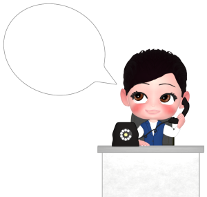 受話器を持つ女性会社員のイラスト