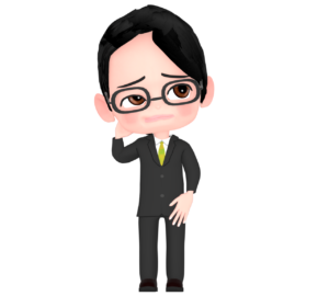 考え事をする男性会社員のイラスト