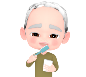 歯磨きをする高齢者のイラスト
