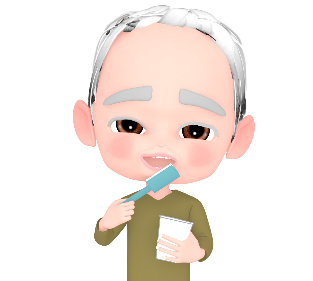 歯磨きをする高齢者のイラスト