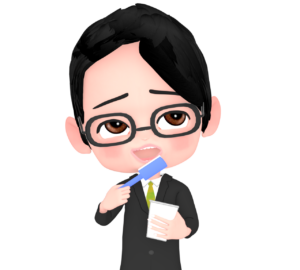 歯磨きをする会社員のイラスト
