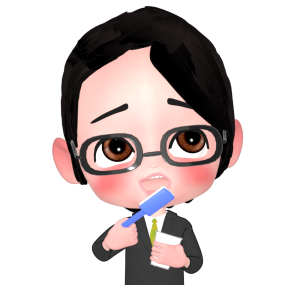 歯磨きをする会社員のイラスト