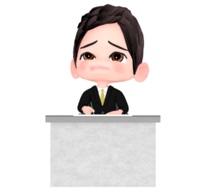 困った顔の男性会社員のイラスト