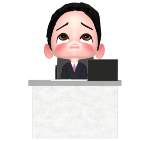 困った顔の男性会社員のイラスト