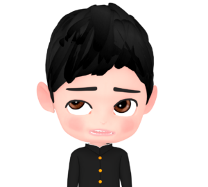 困った顔の男子学生のイラスト