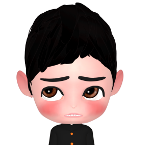 困った顔の男子学生のイラスト