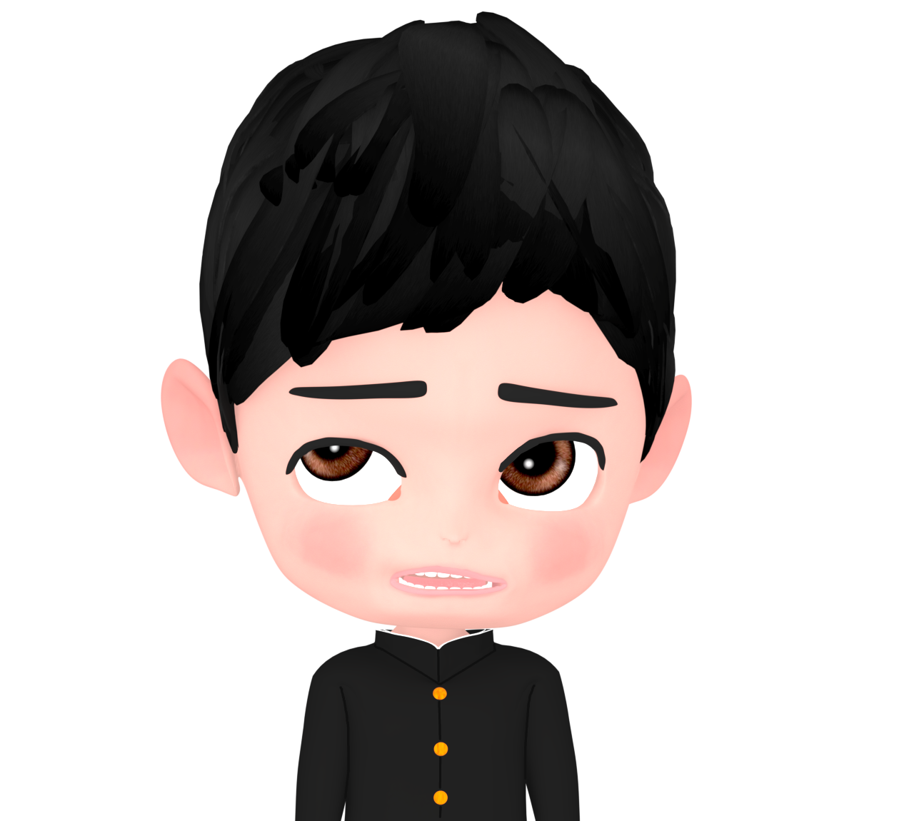 困った顔の男子学生のイラスト