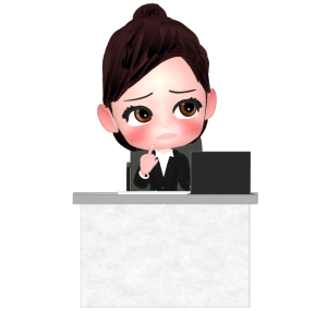 困り顔で働く女性会社員のイラスト
