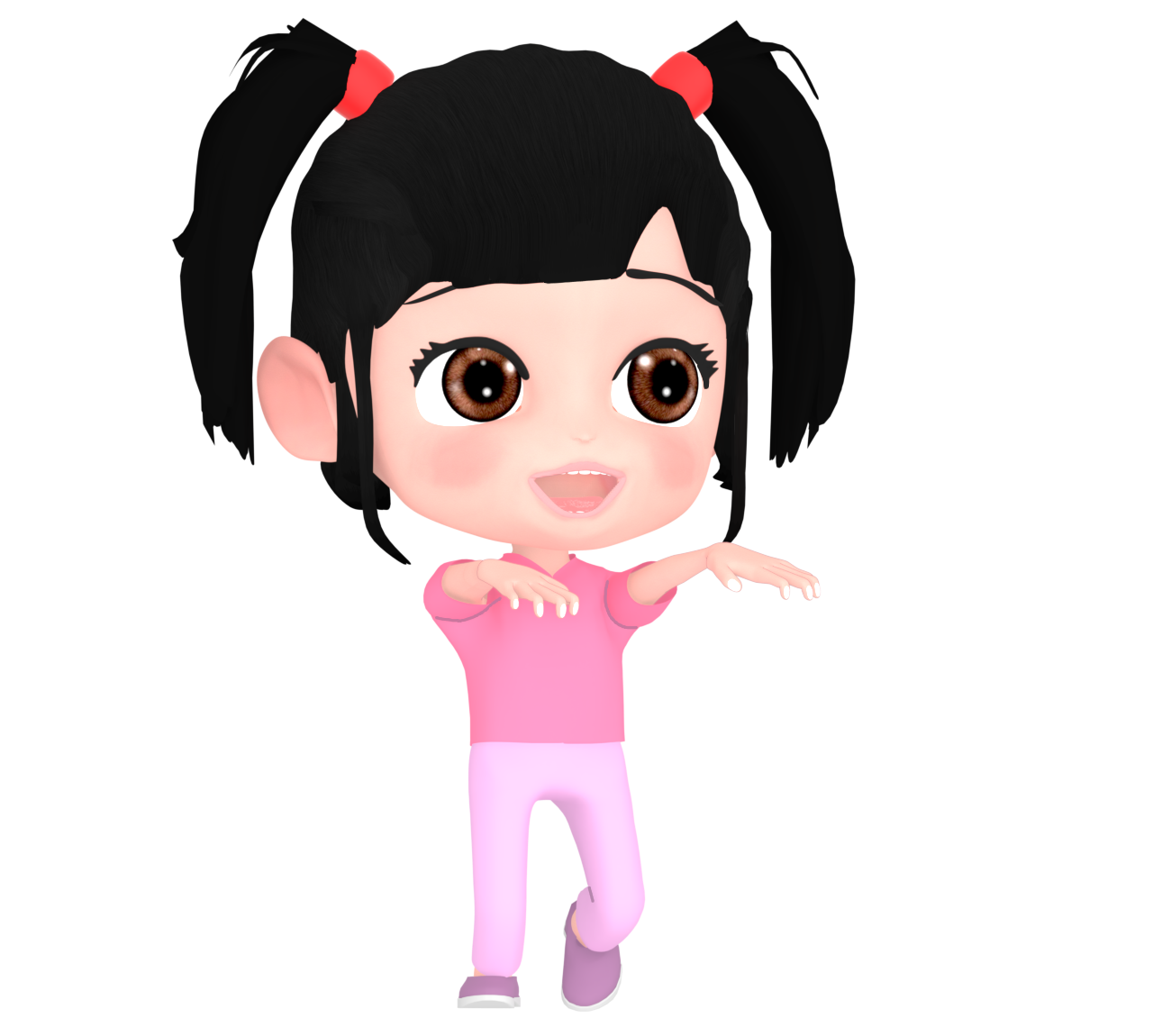 振り向いてガオーポーズをする女の子のイラスト