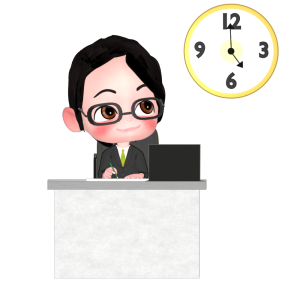 時計を見る男性会社員のイラスト