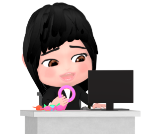 仕事をしながらお菓子を食べる人のイラスト