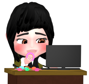 仕事をしながらお菓子を食べる人のイラスト