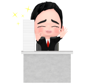 ノルマを達成した男性会社員のイラスト