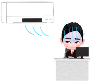 エアコンが寒い会社員のイラスト