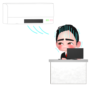 エアコンが寒い会社員のイラスト