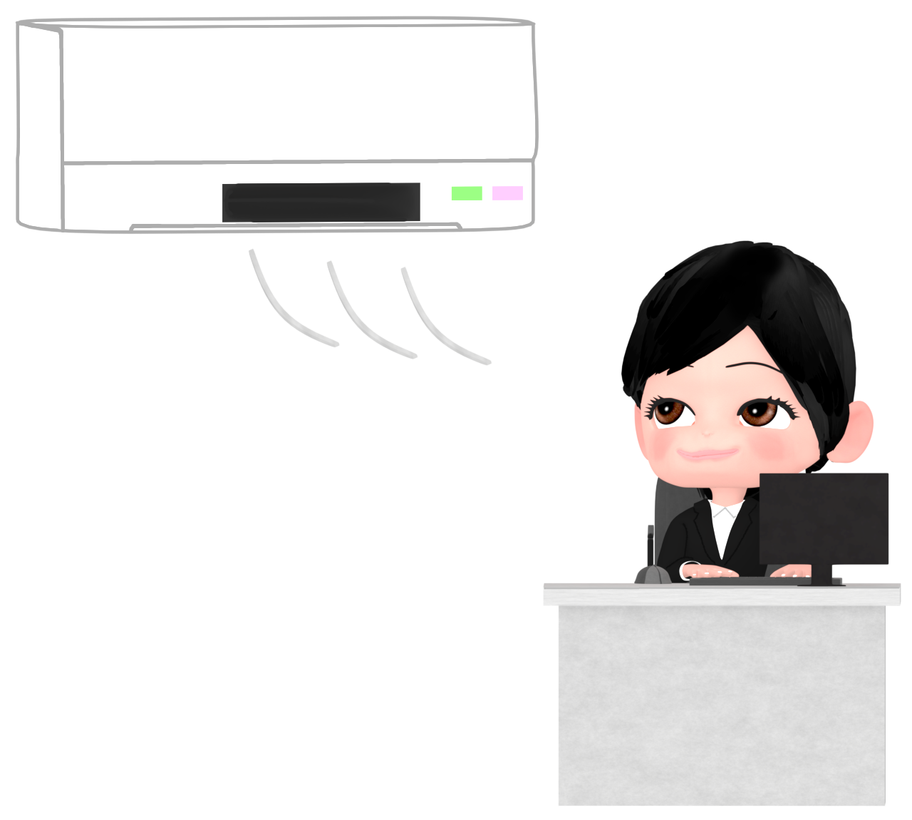 エアコンがある会社のイラスト