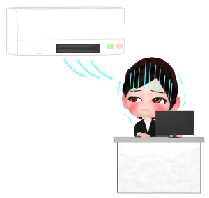 エアコンの冷房で寒がるOLのイラスト