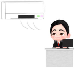 エアコンで快適な職場のイラスト