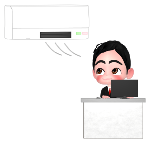 エアコンで快適な職場のイラスト