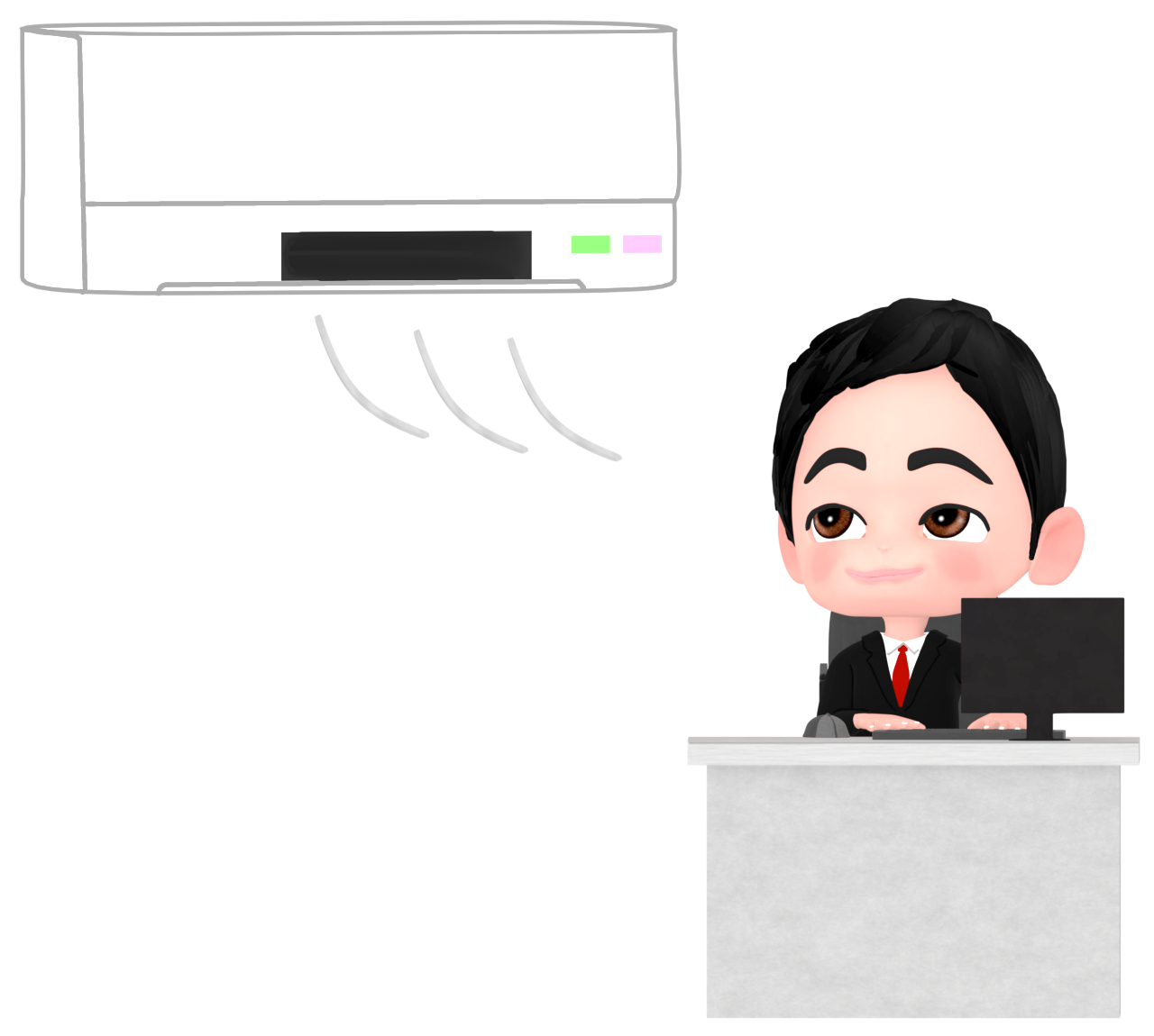 エアコンで快適な職場のイラスト