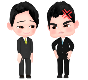 叱られているのに笑う会社員のイラスト