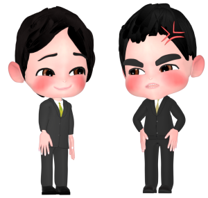叱られているのに笑う会社員のイラスト