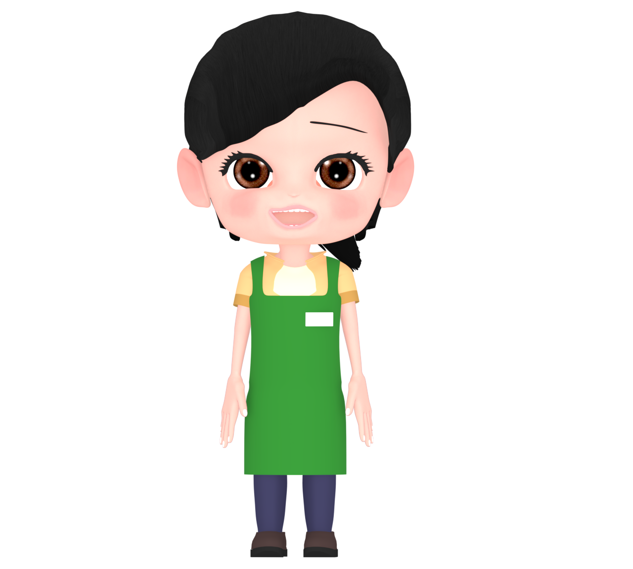 笑顔になるスーパーの店員のイラスト