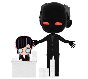 上司に監視される会社員のイラスト