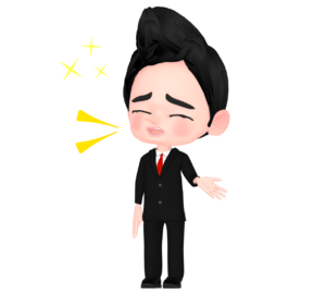 自慢話をする男性会社員のイラスト