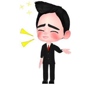 自慢話をする男性会社員のイラスト