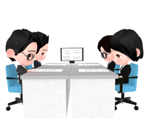 ビジネス会議をする会社員のイラスト