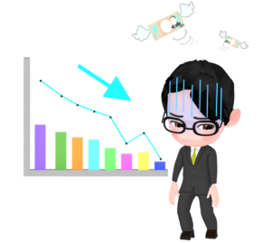 業績ダウンをする会社員のイラスト
