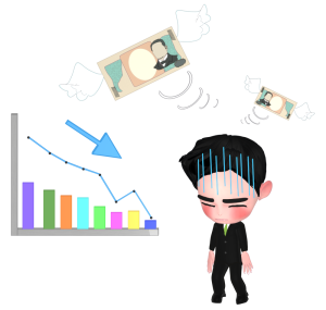 業績ダウンする会社員のイラスト