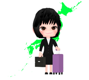 出張をする女性会社員のイラスト
