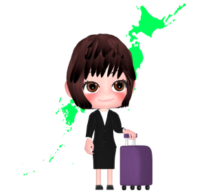 出張する女性会社員のイラスト