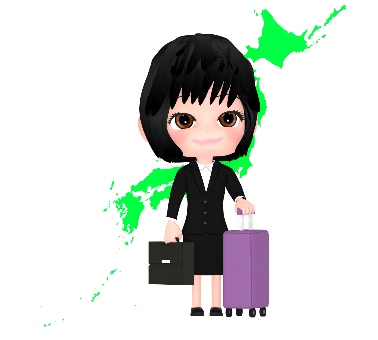 出張をする女性会社員のイラスト