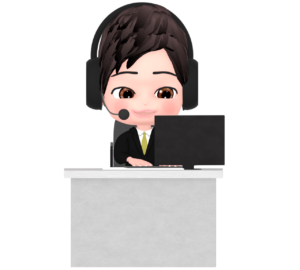 コールセンターで対応をする男性のイラスト