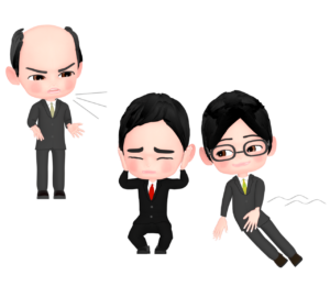 板挟みにされる中間管理職のイラスト