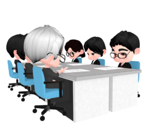 会議室でミーティングをするイラスト