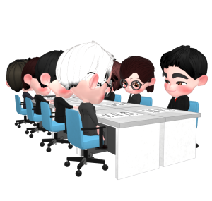 会議室でミーティングをするイラスト