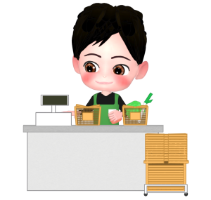 コンビニ・スーパーのレジ会計のイラスト