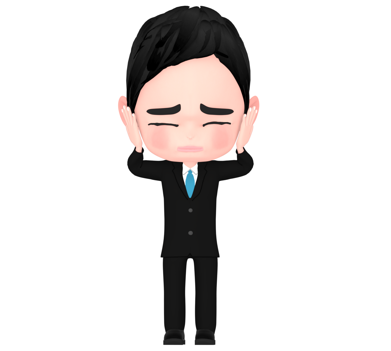 耳を塞ぐサラリーマンのイラスト