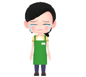 泣いている店員のイラスト