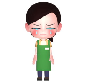 泣いている店員のイラスト