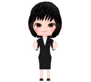 ガッツポーズをする女性会社員のイラスト