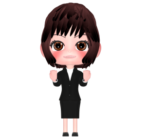 ガッツポーズする女性会社員のイラスト